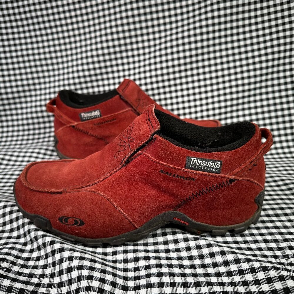 Vintage Salomon Mid Suede Clogs Rare Red Gorpcore Winter Shoes Women's 7